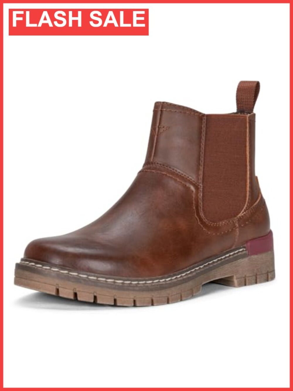 Vepose Women Chelsea Boots Faux Leather Pull-On Lug Sole Ankle Booties